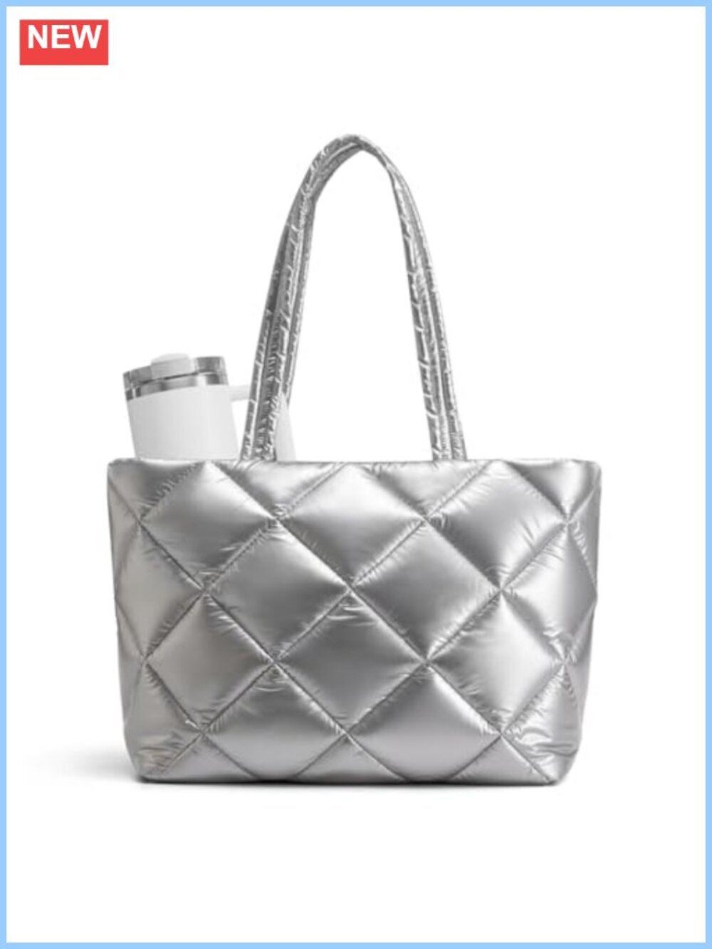 Quilted Puffer Tote Bag Lightweight 26L Large Nylon Shoulder Bag for Women
